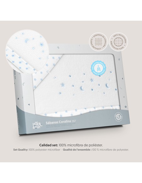 Triptico Minicuna Coralina Estrellas Luna Bco/Azul