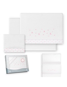 Triptico Minicuna Coralina Estrellas Luna Bco/Rosa
