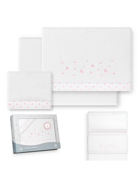Triptico Minicuna Coralina Estrellas Luna Bco/Rosa