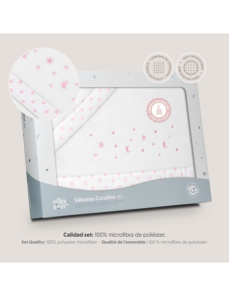 Triptico Minicuna Coralina Estrellas Luna Bco/Rosa