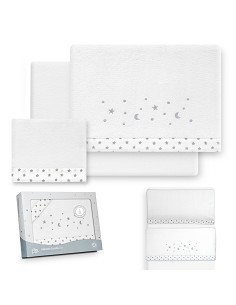 Triptico Minicuna Coralina Estrellas Luna Bco/Gris