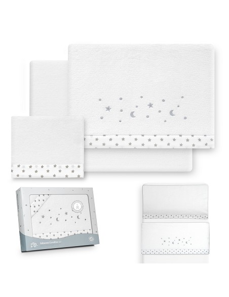 Triptico Minicuna Coralina Estrellas Luna Bco/Gris