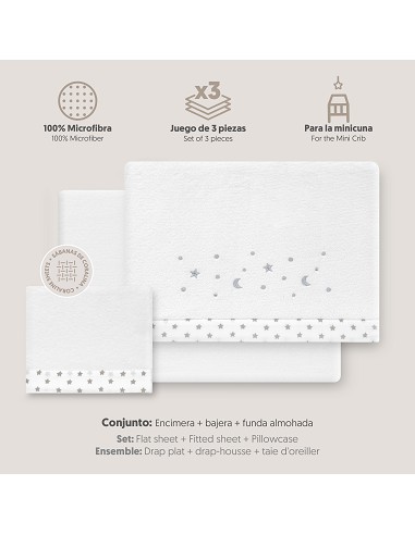 Triptico Minicuna Coralina Estrellas Luna Bco/Gris