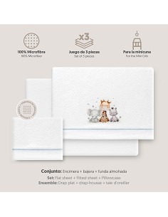 Triptico Minicuna Coralina Estampado Jirafa Elefante... 2