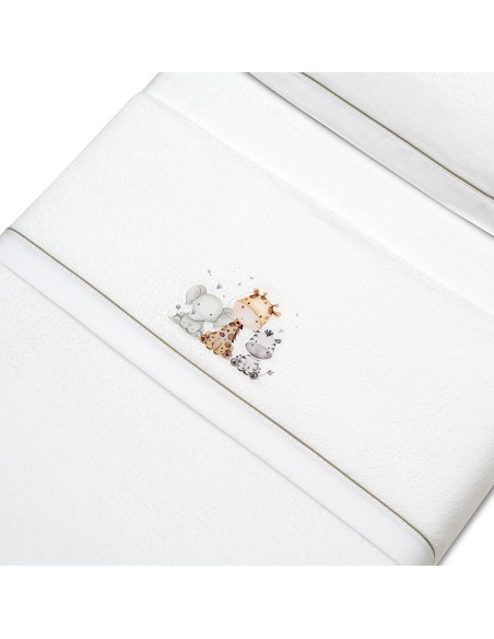 Triptico Minicuna Coralina Estampado Jirafa Elefante Bco/Verde