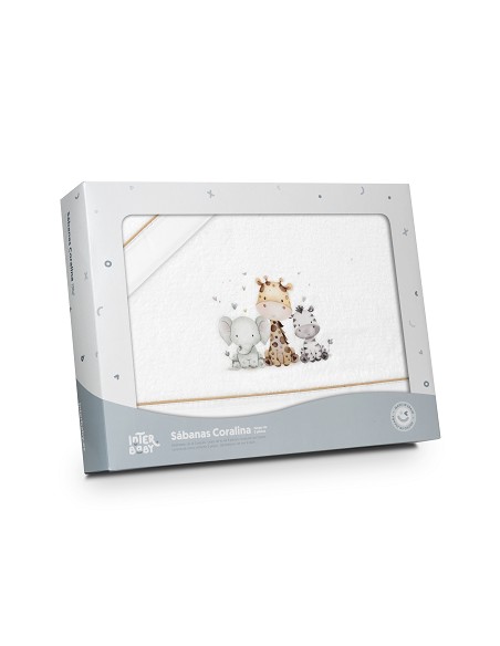 Triptico Minicuna Coralina Estampado Jirafa Elefante Bco/Beig
