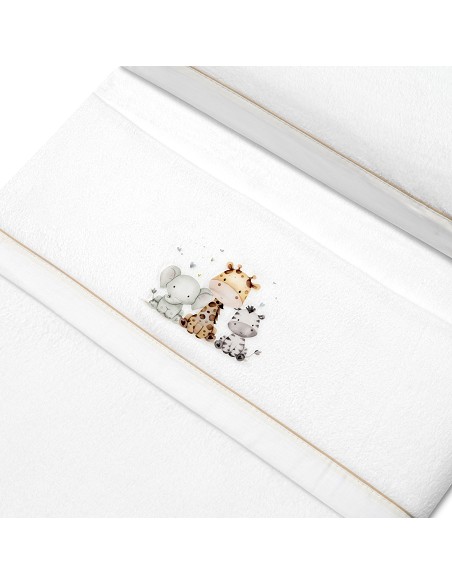 Triptico Minicuna Coralina Estampado Jirafa Elefante Bco/Beig