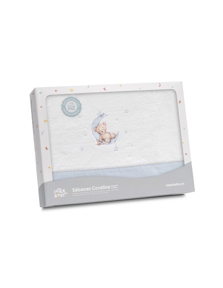 Triptico Minicuna Coralina Estampado Oso Luna Estrellas Bco/Azul