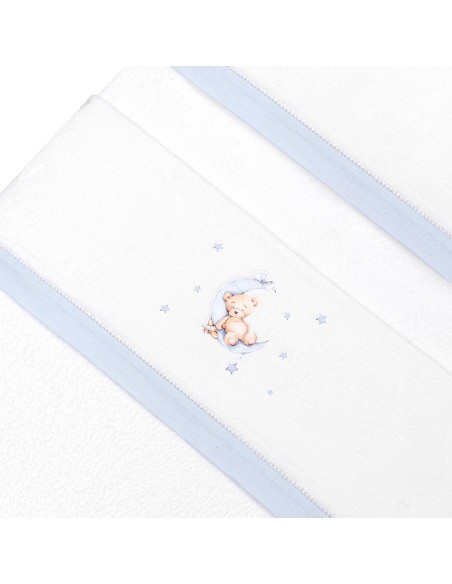 Triptico Minicuna Coralina Estampado Oso Luna Estrellas Bco/Azul