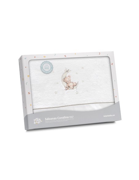 Triptico Minicuna Coralina Estampado Oso Luna Estrellas Bco/Verde