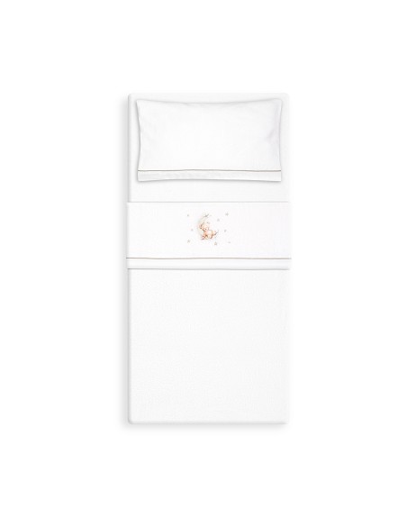 Triptico Minicuna Coralina Estampado Oso Luna Estrellas Bco/Verde