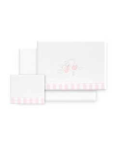 Triptico Minicuna Coralina Cigueña Oso Bco/Rosa