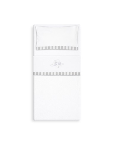 Triptico Minicuna Coralina Cigueña Oso Bco/Gris