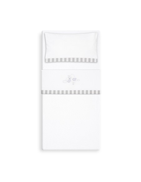 Triptico Minicuna Coralina Cigueña Oso Bco/Gris