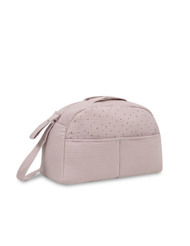Bolso Maternal Muselina Modelo Puntos Rosa...