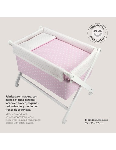 Minicuna +Textil  Mod Star Rosa