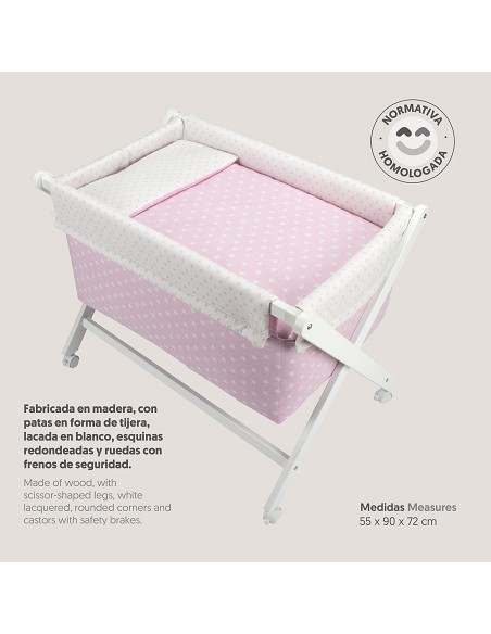 Minicuna +Textil  Mod Star Rosa
