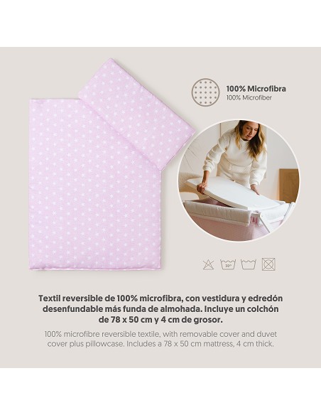 Minicuna +Textil  Mod Star Rosa
