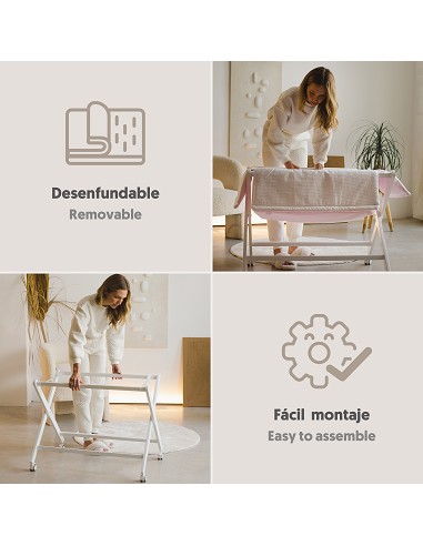 Minicuna +Textil  Mod Star Rosa