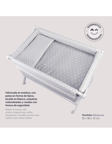 Minicuna +Textil  Mod Star Gris