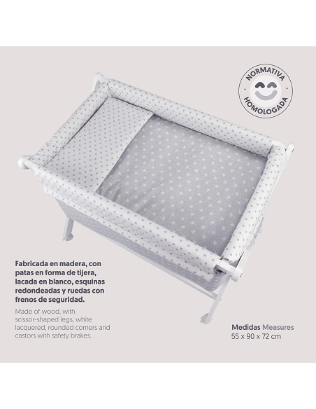 Minicuna +Textil  Mod Star Gris