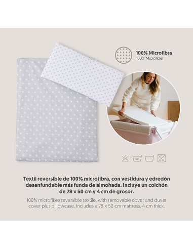 Minicuna +Textil  Mod Star Gris