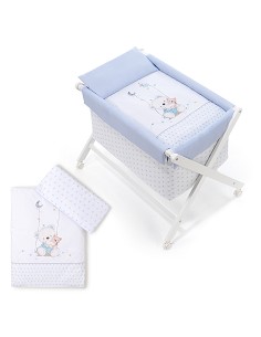 Minicuna+Textil Mod Oso Columpio Azul