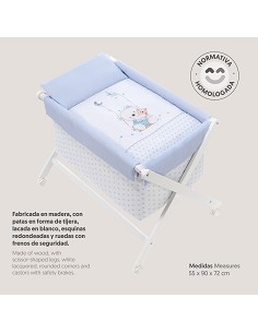 Minicuna+Textil Mod Oso Columpio Azul 2