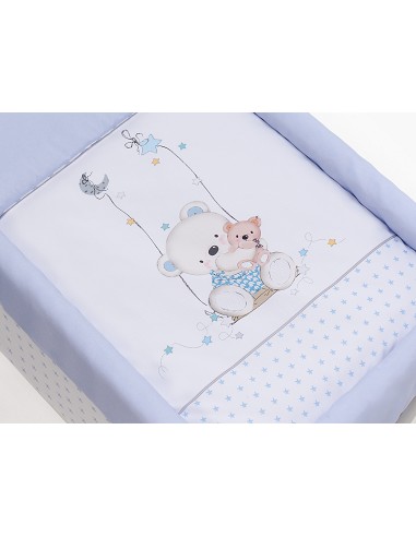 Minicuna+Textil Mod Oso Columpio Azul