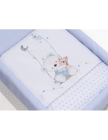 Minicuna+Textil Mod Oso Columpio Azul