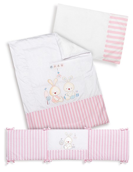 Coord Max 3 Pcs 70X140(F. Nord) Mod Conejito Baby Rosa