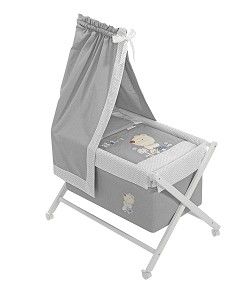 Minicuna Bco+Textil+Dosel  Mod Nature Azul