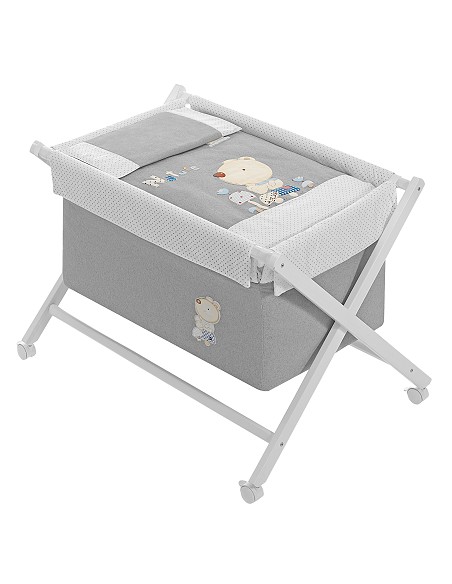 Minicuna +Textil Mad Bca Mod Nature Azul