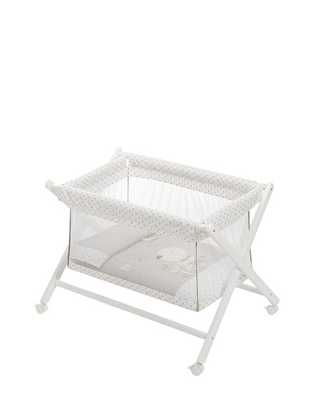 Minicuna  Transparente +Textil Bco Tijeras Mod Nature Beig