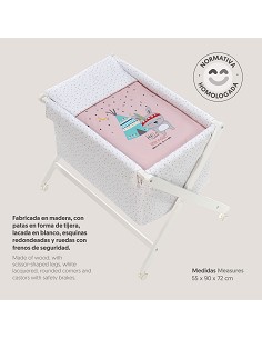 Minicuna Madera Tijera Mod Tipi Oso Rosa 2