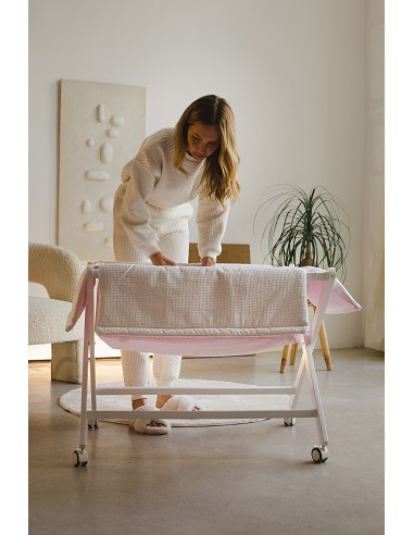 Minicuna Madera Tijera Mod Tipi Oso Rosa