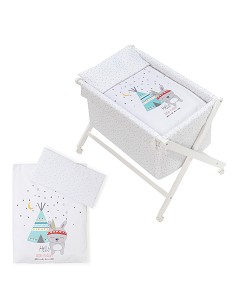 Minicuna Madera Tijera Mod Tipi Oso Blanco