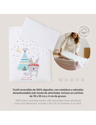 Minicuna Madera Tijera Mod Tipi Oso Blanco