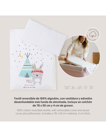 Minicuna Madera Tijera Mod Tipi Oso Blanco