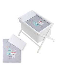 Minicuna Madera Tijera Mod Tipi Oso Gris