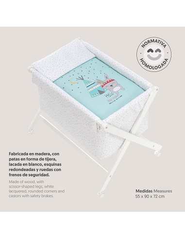 Minicuna Madera Tijera Mod Tipi Oso Menta