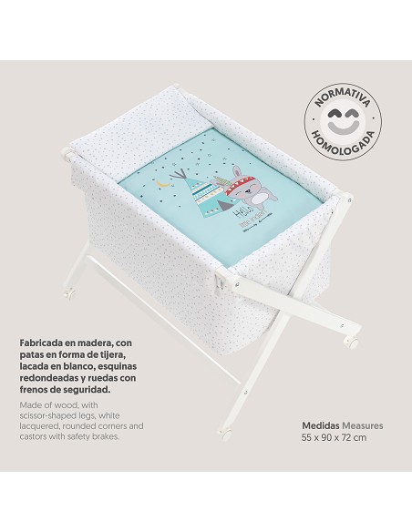 Minicuna Madera Tijera Mod Tipi Oso Menta