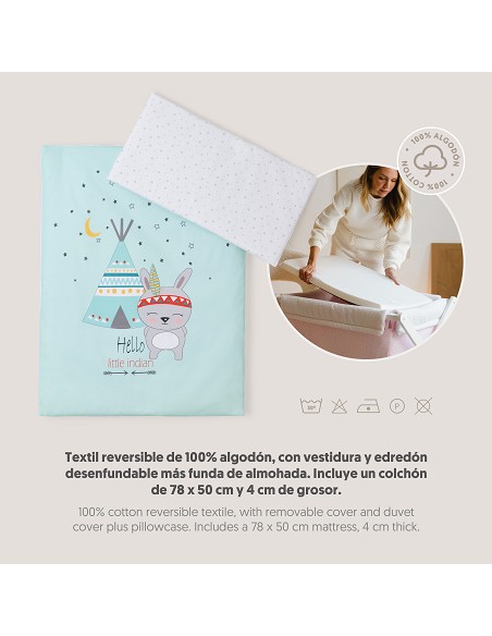 Minicuna Madera Tijera Mod Tipi Oso Menta