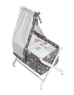 Minicuna Bco+Textil+Dosel  Mod Jungla Gris