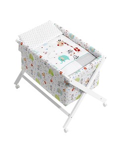Minicuna +Textil Mad Bca Mod  Jungla Blanco