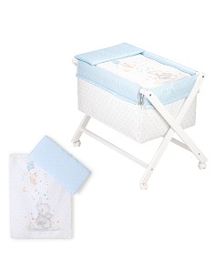 Minicuna+Textil Bco Mod Elefante Azul