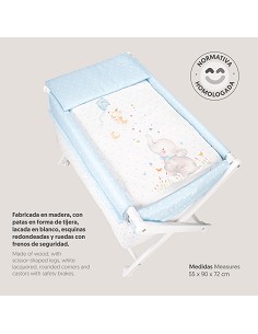 Minicuna+Textil Bco Mod Elefante Azul 2