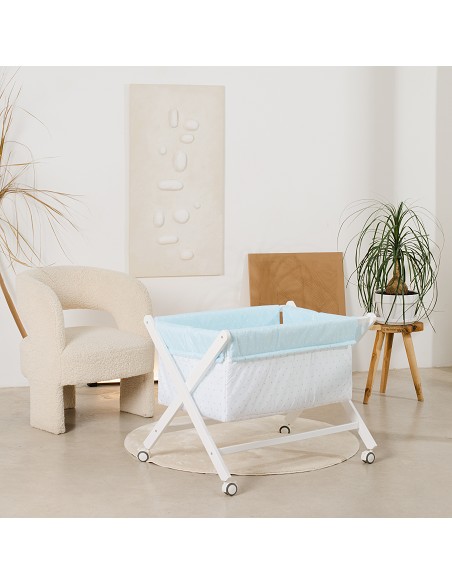 Minicuna+Textil Bco Mod Elefante Azul