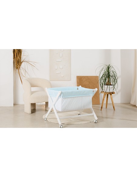 Minicuna+Textil Bco Mod Elefante Azul