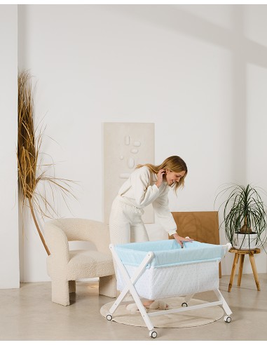 Minicuna+Textil Bco Mod Elefante Azul